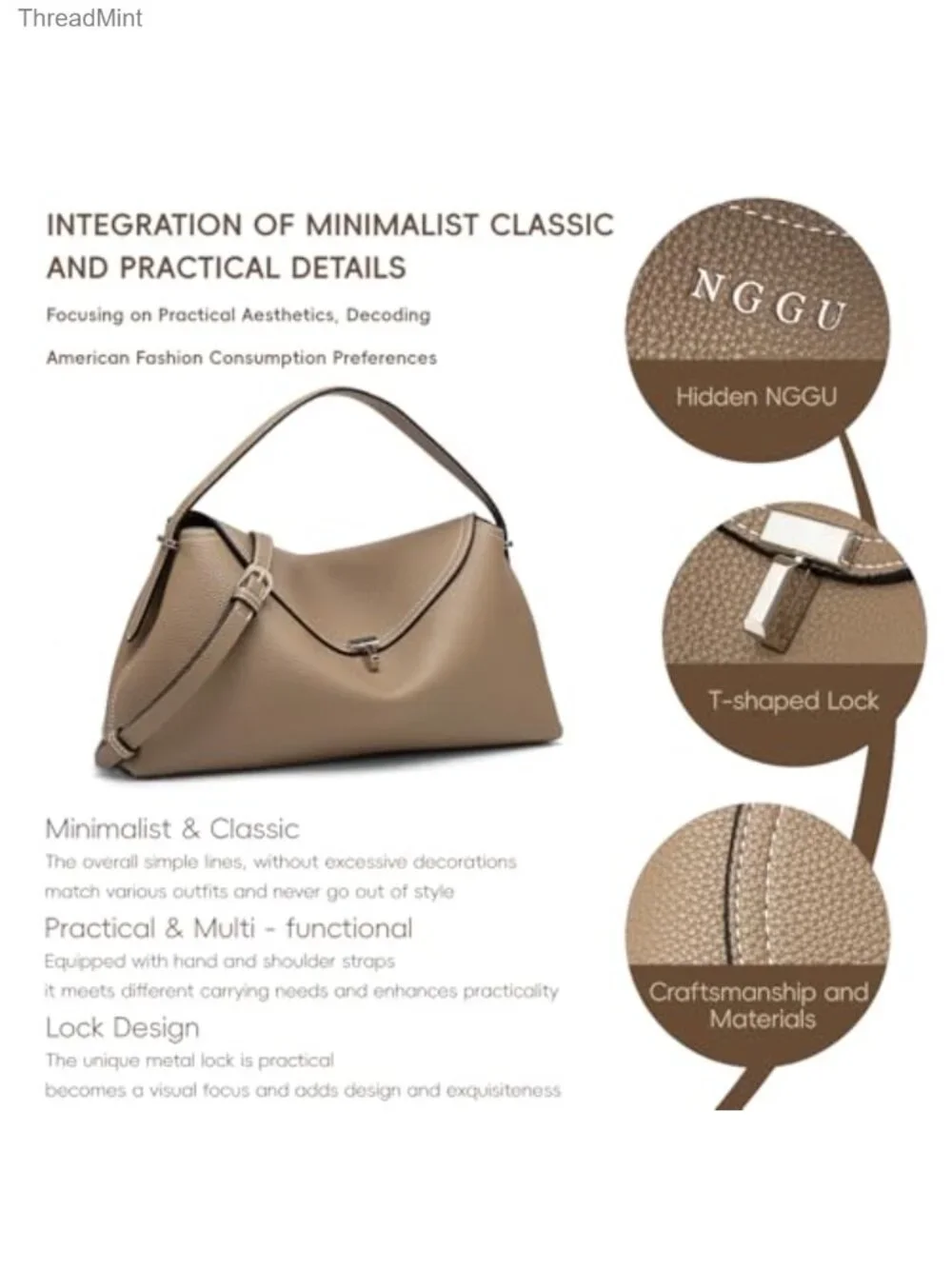 Leather Crossbody Bag with Multiple Compartments for Everyday & Travel